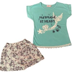 Matching Mermaid top and shorts for girls